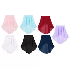 Kids Girls High Low Chiffon Dance Skirt for Lyrical Ballet Latin Jazz Dancewear