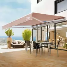 Durable 12' x 10' Outdoor Patio Retractable Awning/Sun Shade, Wear Res