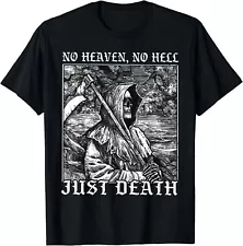 No Heaven No Hell Just Death Grim Reaper Occult Skull Pagan T-Shirt Size S-5XL