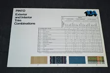 1977 FORD PINTO COLOR CODE TRIM COMBINATIONS DEALER ONLY SALES SHEET 77 (For: Ford Pinto)