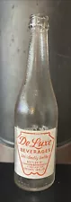 Vintage DE LUXE Beverages 13oz ACL Soda Bottle Standard Longview WA.