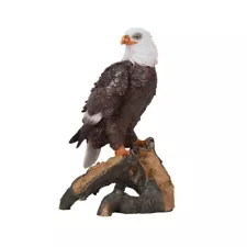 9" Realistic Bald American Eagle Standing Tree Trunk Statue Figurine