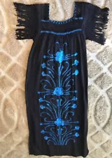 Mexican Black Embroidered Long Fiesta Dress