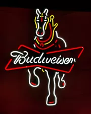 Budweiser Clydesdale Horse 24"x20" Beer Bar Lamp Neon Sign Light Handmade