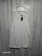 J.L.N.Y. Womens Overall Dress Size 2X Denim White Embroidered Jumper