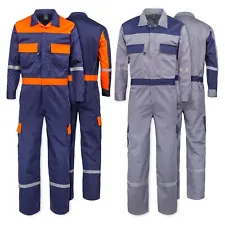 Men's Long Sleeve Cotton Blend Coverall Jumpsuit Enhanced Visibility