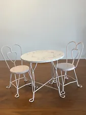 American Girl Doll Sweet Treats Table Heart Chairs Ice cream Vintage Chic Retro