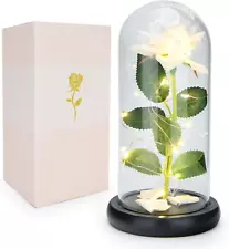 Beauty and the Beast Rose Enchanted Flower with Petals in Glass Dome Personalize