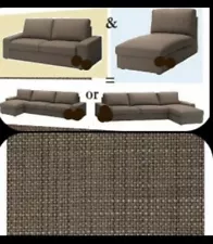 IKEA Kivik 3 Seat Sofa + Chaise Lounge Isunda Brown Tweed 2 NEW Cover Sets,10Pc