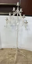 Vintage Large Adjustable White 2-Branch 7 Candle Freestanding Floor Candelabra