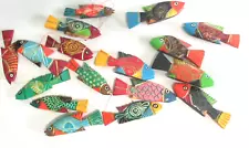 Colorful Painted Wood Wooden Fish Double Sided Findings Make Brooch Crafts