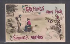 NEW SOUTH WALES, SYDNEY, A SWAGMAN ASKING FOR WORK, c1910 Embossed Greetings ppc