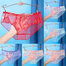 See Through Mesh Panties Sexy Underwear Women Lace Briefs Lingerie Breathable