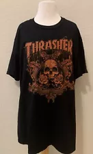 ðThrasher Magazine Men T-shirt Ed Templeton RVCA Sz L Black Red Skeleton