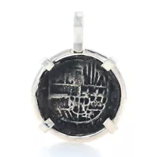 Sterling Silver Authentic Shipwreck Spanish Silver Coin Pendant - 925