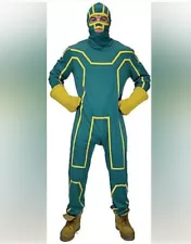 MEN’S KICK ASS KICK A$$ 2 COSTUME COSPLAY JUMPSUIT + MASK + GLOVES SIZE SMALL