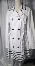 Pelle Studio Women's Size Medium White Trench Coat Belted Classy Please See Pics