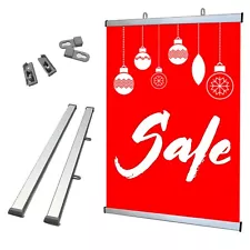 36" Aluminum Hanging Rails for Posters,Signs,Vinyl Banner,Canvas and Map Hanger