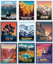 9 Pieces Vintage National Park Posters, National Parks Art Prints Nature Wall A