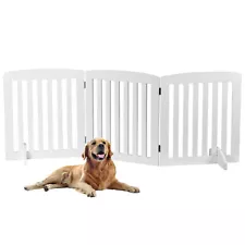 Wooden Dog Gate Freestanding 3 Panels 24" Pet Gate Foldable Dog Fence for Stairs