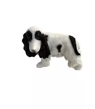 Black and White English Cocker Spaniel Dog Figure Shelf Sitter Plastic Toy Puppy