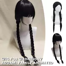 Wednesday Addams Wig with Wig Cap Black Wigs for Wednesday Costume ьη