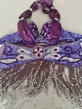 ON SALE! Exotic Purple Belly Dance costume bra belt set Mint Condition Size S-XS