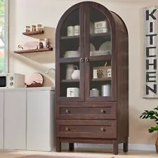 Wood Kitchen Storage Cabinets with ... 71" Tall Arched Kitchen Pantry Cabinet