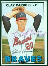 321, Original Autograph, 1967 Topps Baseball Card #219, Clay Carroll - 2, Braves