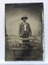 Man Behind a Bench Tintype