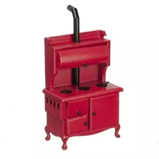 Dollhouse Miniature Red Old Fashion Kitchen Wood Stove T5985