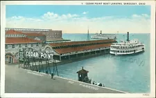 Sandusky, Ohio - Cedar Point amusement park Boat Landing - vintage OH Postcard