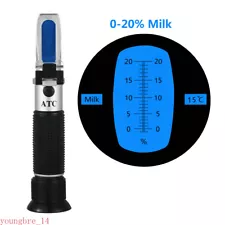 Handheld Refractometer w/ ATC Milk Testing Equipment Test Milk Scale Range 0-20%