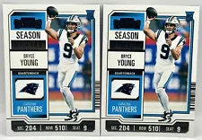 2023 Panini Contenders (2) Bryce Young 2 Cards Base Season Ticket- Panthers