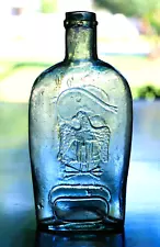 ANTIQUE HALF PINT DOUBLE EAGLE HISTORIC WHISKEY FLASK