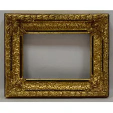 Ca. 1900-1920 Old wooden frame decorative with metal leaf Internal: 12.7x8.6 in