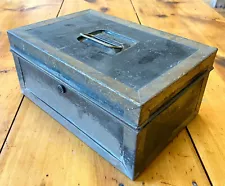 LITTLE small treasure chest STORAGE CASH STASH BOX antique HAND PAINTED SOLDERED