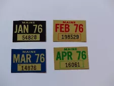 Unused N.O.S. JAN76 FEB76 MAR76 APR76 Maine License Plate Year Stickers