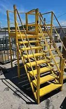 7-Step Metal Frame Wooden Step Industrial Platform Ladder - Two Available!