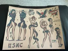 2M Designed By Sailor Jerry Tattoo flash art sheet (lot #189) Women