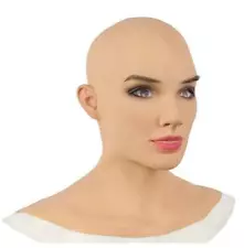 Latex Mask Realistic Female Woman Face for Girl Headgear Crossdressing Halloween