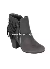 SALE!! SHOES {Just My Style} Gray Fringed Boots with Platform Heel & Side Zipper