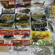 Huge Lot Bass Lures Soft Bait Plastic Salty Fluke Shad Chunk Frog Tube Craw Fish