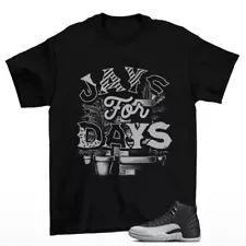 Stacked Shirt Black to Match Jordan 12 Barons Wolf Grey CT8013-010