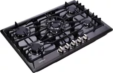 Built-in 30-Inch Gas Cooktop 5 Burners Dual Fuel Stainless Steel