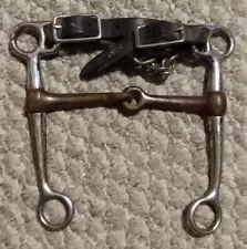 Western Tom Thumb 5" Bit Stainless Steel-Copper Mouth Snaffle With Curb Strap