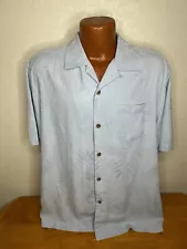 Men's Tommy Bahama Relax S/S Button Front Shirt Medium M - Silk - Blue Leafs