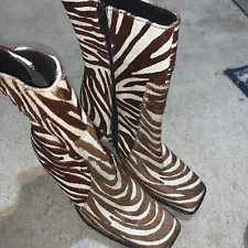 Zebra Skin boots size 7 Made In Brazil