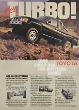 1986 Print Ad Toyota Turbo 4x4 SR5 Xtracab Pickup Trucks 135 HP