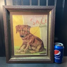 Vtg PUPPY FOR SALE Hound Mutt 30’s Children’s Book Framed Art Print